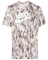 Мужская серая футболка с круглым вырезом с камуфляжным принтом от Nike