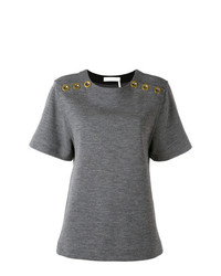 Женская серая футболка с круглым вырезом с люверсами от Chloé