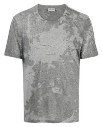 Мужская серая футболка с круглым вырезом с принтом тай-дай от Saint Laurent