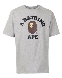 Мужская серая футболка с круглым вырезом с принтом от A Bathing Ape