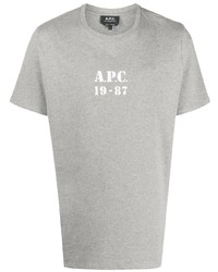 Мужская серая футболка с круглым вырезом с принтом от A.P.C.