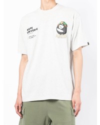 Мужская серая футболка с круглым вырезом с принтом от AAPE BY A BATHING APE