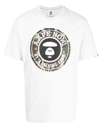 Мужская серая футболка с круглым вырезом с принтом от AAPE BY A BATHING APE