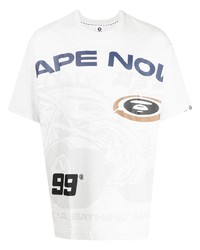 Мужская серая футболка с круглым вырезом с принтом от AAPE BY A BATHING APE