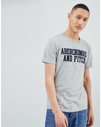 Мужская серая футболка с круглым вырезом с принтом от Abercrombie & Fitch
