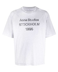 Мужская серая футболка с круглым вырезом с принтом от Acne Studios