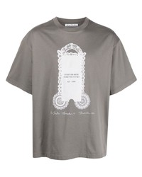 Мужская серая футболка с круглым вырезом с принтом от Acne Studios