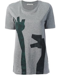 Женская серая футболка с круглым вырезом с принтом от Acne Studios