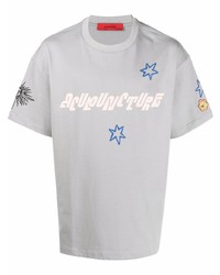 Мужская серая футболка с круглым вырезом с принтом от ACUPUNCTURE 1993