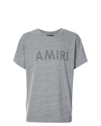 Мужская серая футболка с круглым вырезом с принтом от Amiri