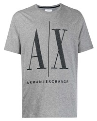 Мужская серая футболка с круглым вырезом с принтом от Armani Exchange