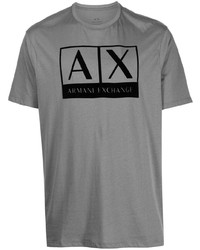 Мужская серая футболка с круглым вырезом с принтом от Armani Exchange