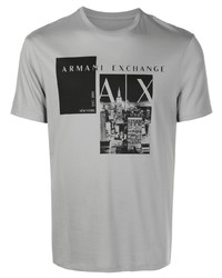 Мужская серая футболка с круглым вырезом с принтом от Armani Exchange