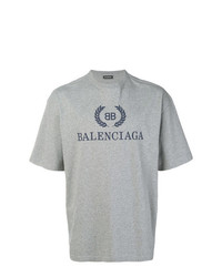 Мужская серая футболка с круглым вырезом с принтом от Balenciaga