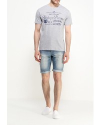 Мужская серая футболка с круглым вырезом с принтом от Baon