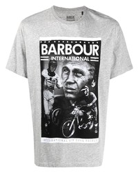 Мужская серая футболка с круглым вырезом с принтом от Barbour By Steve Mc Queen