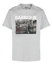 Мужская серая футболка с круглым вырезом с принтом от Barbour International
