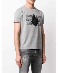 Мужская серая футболка с круглым вырезом с принтом от John Richmond