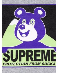 Мужская серая футболка с круглым вырезом с принтом от Supreme