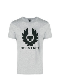 Мужская серая футболка с круглым вырезом с принтом от Belstaff