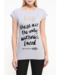 Женская серая футболка с круглым вырезом с принтом от Besh