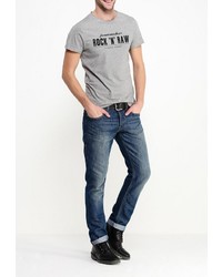 Мужская серая футболка с круглым вырезом с принтом от BLEND