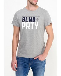 Мужская серая футболка с круглым вырезом с принтом от BLEND