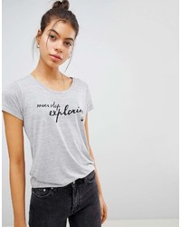 Женская серая футболка с круглым вырезом с принтом от Blend She