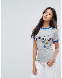 Женская серая футболка с круглым вырезом с принтом от Brave Soul