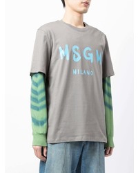 Мужская серая футболка с круглым вырезом с принтом от MSGM