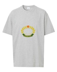 Мужская серая футболка с круглым вырезом с принтом от Burberry