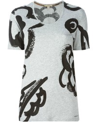 Женская серая футболка с круглым вырезом с принтом от Burberry