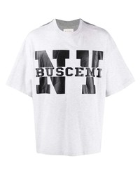 Мужская серая футболка с круглым вырезом с принтом от Buscemi