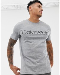 Мужская серая футболка с круглым вырезом с принтом от Calvin Klein