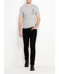 Мужская серая футболка с круглым вырезом с принтом от Celio