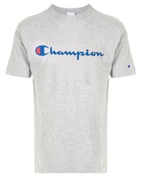 Мужская серая футболка с круглым вырезом с принтом от Champion