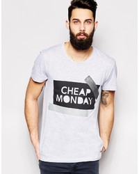 Мужская серая футболка с круглым вырезом с принтом от Cheap Monday