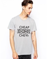 Мужская серая футболка с круглым вырезом с принтом от Cheap Monday