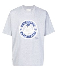 Мужская серая футболка с круглым вырезом с принтом от Chocoolate