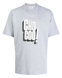 Мужская серая футболка с круглым вырезом с принтом от Chocoolate