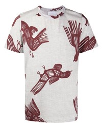 Мужская серая футболка с круглым вырезом с принтом от Christian Wijnants