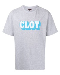 Мужская серая футболка с круглым вырезом с принтом от Clot