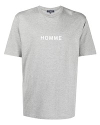 Мужская серая футболка с круглым вырезом с принтом от Comme des Garcons Homme