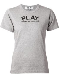 Женская серая футболка с круглым вырезом с принтом от Comme des Garcons