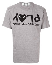 Мужская серая футболка с круглым вырезом с принтом от Comme Des Garcons Play