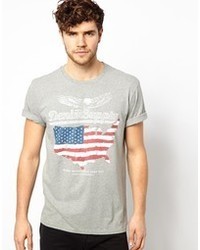 Мужская серая футболка с круглым вырезом с принтом от Denim & Supply Ralph Lauren