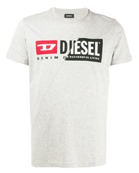 Мужская серая футболка с круглым вырезом с принтом от Diesel