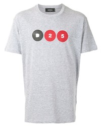 Мужская серая футболка с круглым вырезом с принтом от DSQUARED2