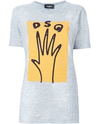 Женская серая футболка с круглым вырезом с принтом от Dsquared2