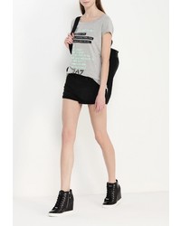 Женская серая футболка с круглым вырезом с принтом от EA7